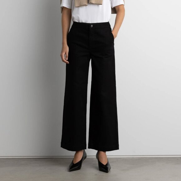 Oak and Fort cropped length twill wide leg pant - Picture 1 of 8